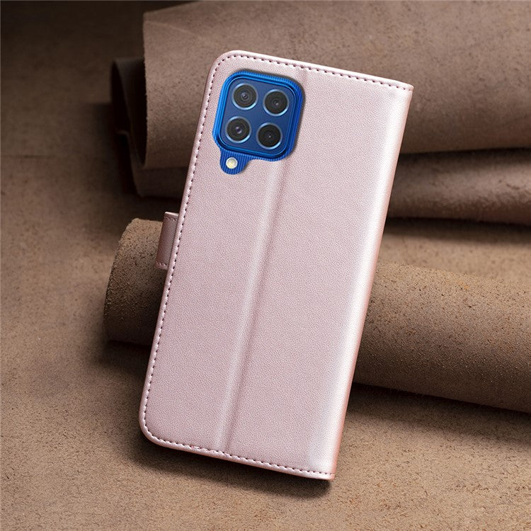 BINFEN COLOR BF17 For Samsung Galaxy M62 / F62 Case Flip Design PU Leather Full Protection Phone Cover - Rose Gold