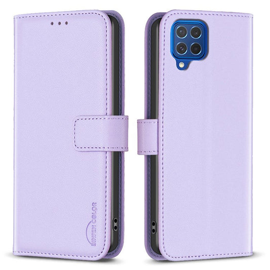 BINFEN COLOR BF17 For Samsung Galaxy M62 / F62 Case Flip Design PU Leather Full Protection Phone Cover - Purple