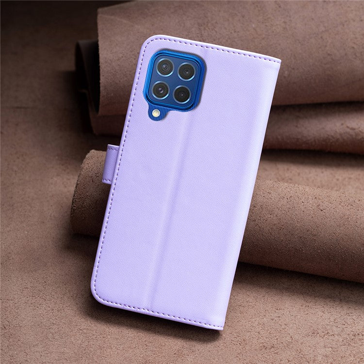 BINFEN COLOR BF17 For Samsung Galaxy M62 / F62 Case Flip Design PU Leather Full Protection Phone Cover - Purple