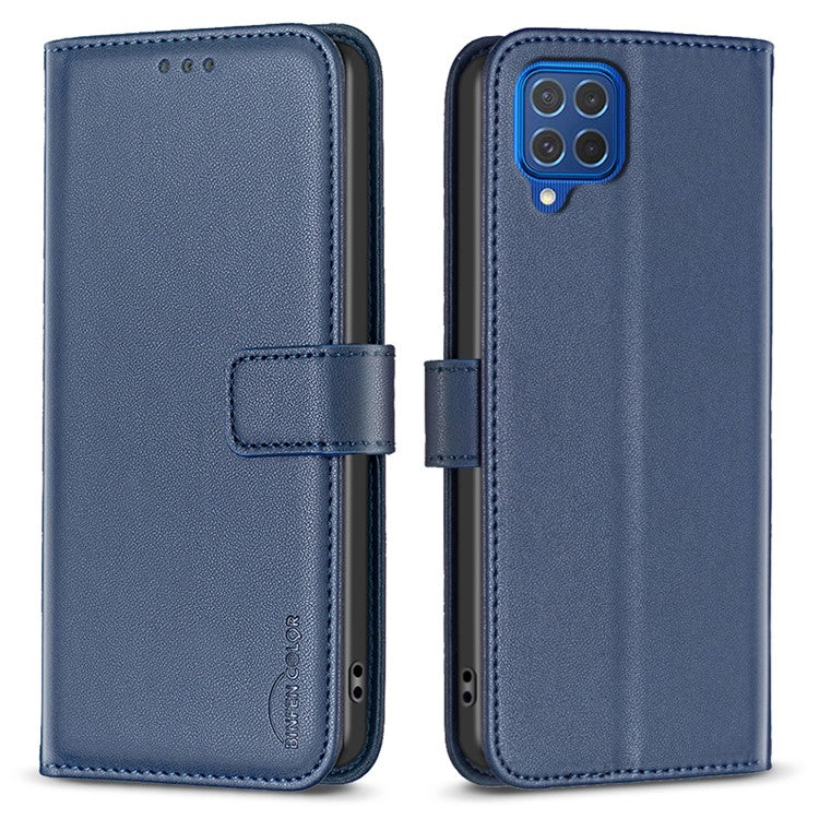 BINFEN COLOR BF17 For Samsung Galaxy M62 / F62 Case Flip Design PU Leather Full Protection Phone Cover - Blue