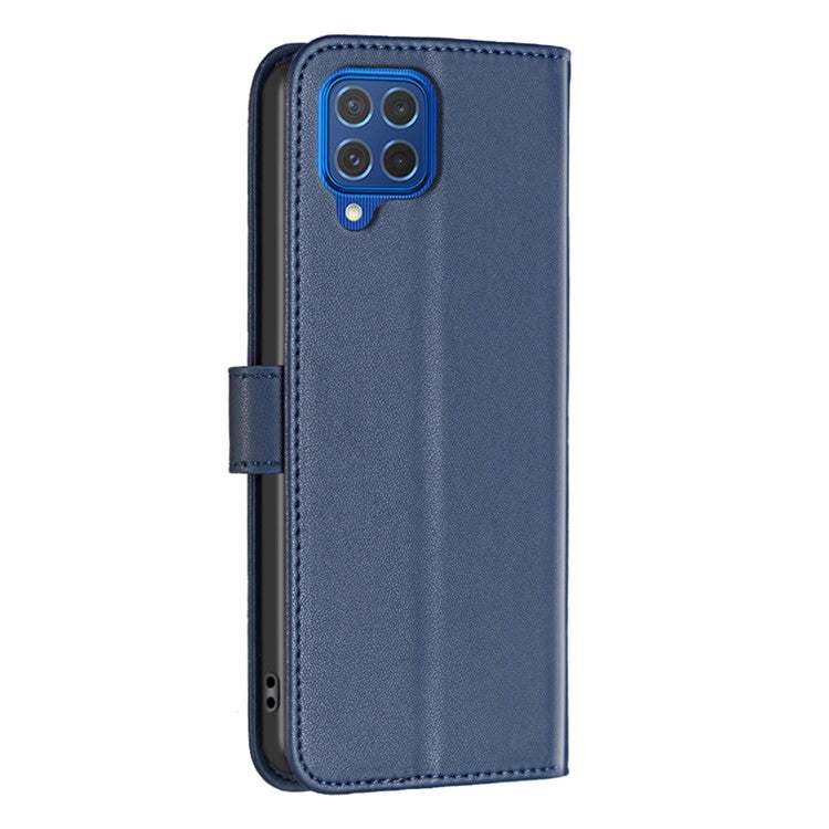 BINFEN COLOR BF17 For Samsung Galaxy M62 / F62 Case Flip Design PU Leather Full Protection Phone Cover - Blue