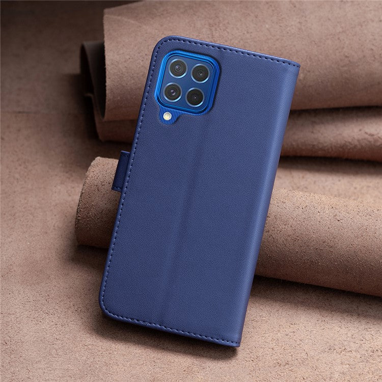 BINFEN COLOR BF17 For Samsung Galaxy M62 / F62 Case Flip Design PU Leather Full Protection Phone Cover - Blue