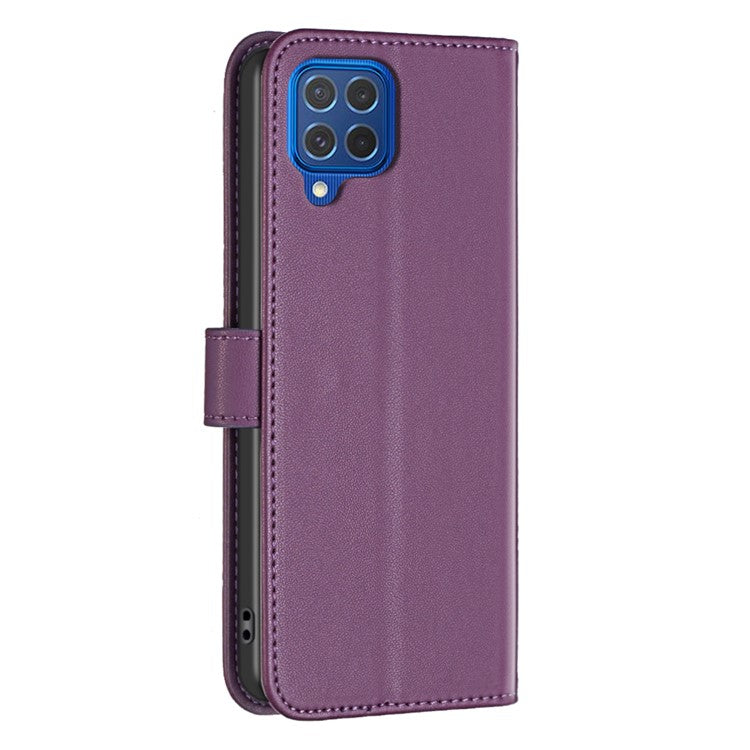 BINFEN COLOR BF17 For Samsung Galaxy M62 / F62 Case Flip Design PU Leather Full Protection Phone Cover - Dark Purple
