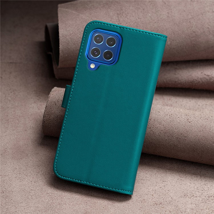 BINFEN COLOR BF17 For Samsung Galaxy M62 / F62 Case Flip Design PU Leather Full Protection Phone Cover - Green