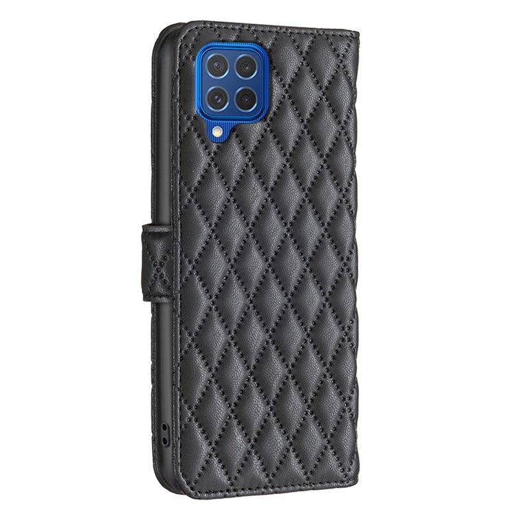 BINFEN COLOR BF Style-14 For Samsung Galaxy M62 / F62 Wallet Case Rhombus Leather Phone Cover - Black