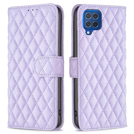 BINFEN COLOR BF Style-14 For Samsung Galaxy M62 / F62 Wallet Case Rhombus Leather Phone Cover - Purple