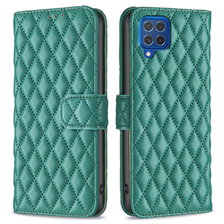 BINFEN COLOR BF Style-14 For Samsung Galaxy M62 / F62 Wallet Case Rhombus Leather Phone Cover - Green