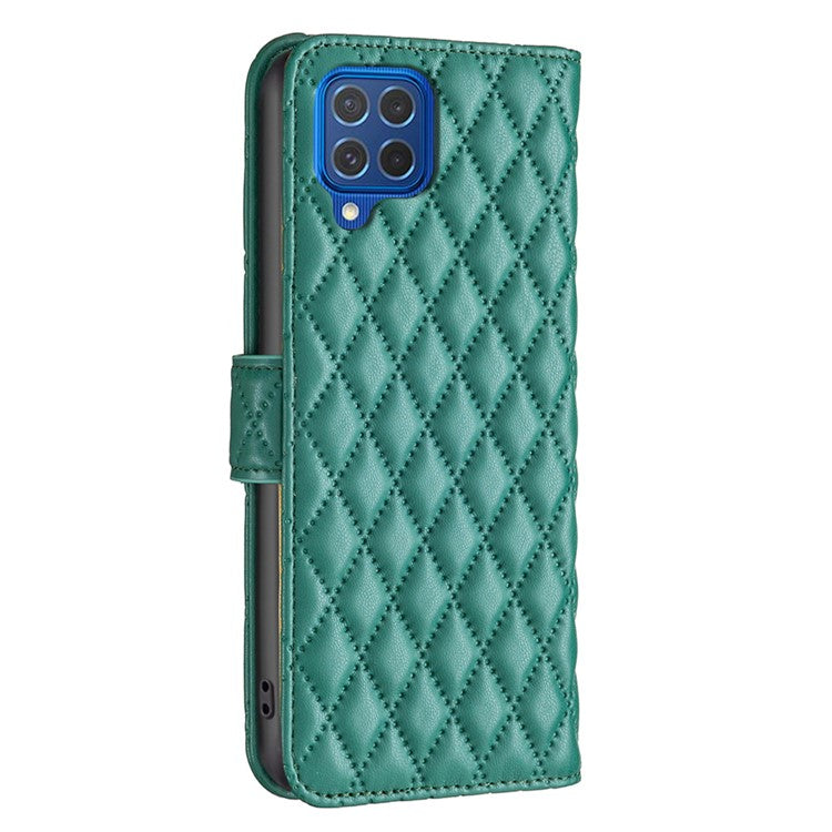 BINFEN COLOR BF Style-14 For Samsung Galaxy M62 / F62 Wallet Case Rhombus Leather Phone Cover - Green