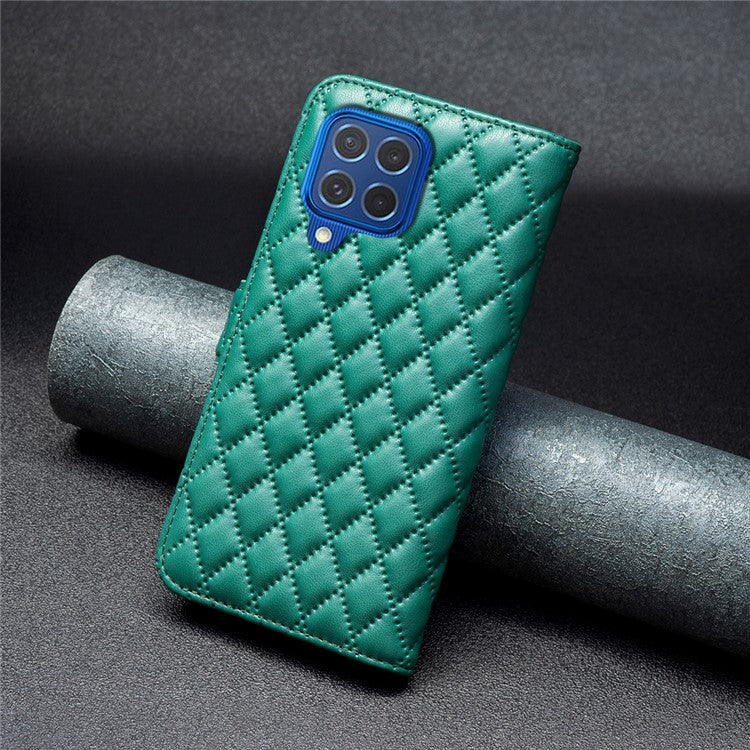 BINFEN COLOR BF Style-14 For Samsung Galaxy M62 / F62 Wallet Case Rhombus Leather Phone Cover - Green
