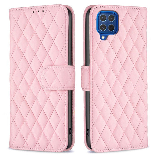 BINFEN COLOR BF Style-14 For Samsung Galaxy M62 / F62 Wallet Case Rhombus Leather Phone Cover - Pink
