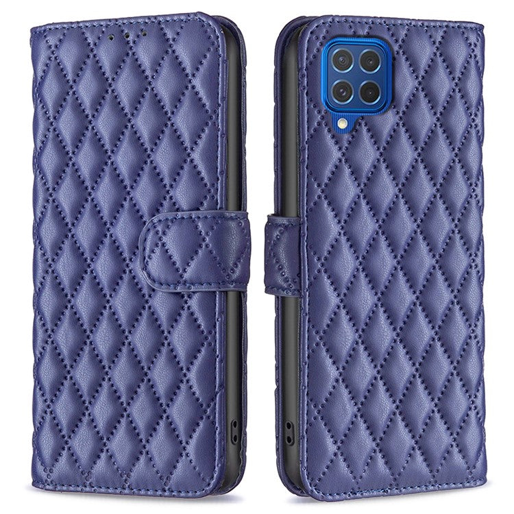 BINFEN COLOR BF Style-14 For Samsung Galaxy M62 / F62 Wallet Case Rhombus Leather Phone Cover - Blue