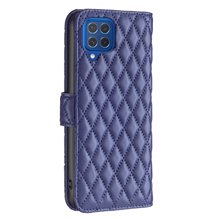 BINFEN COLOR BF Style-14 For Samsung Galaxy M62 / F62 Wallet Case Rhombus Leather Phone Cover - Blue