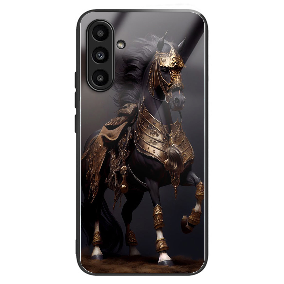 For Samsung Galaxy A14 5G / A14 4G Case Pattern Printed Tempered Glass+TPU Phone Cover - Masked Horse