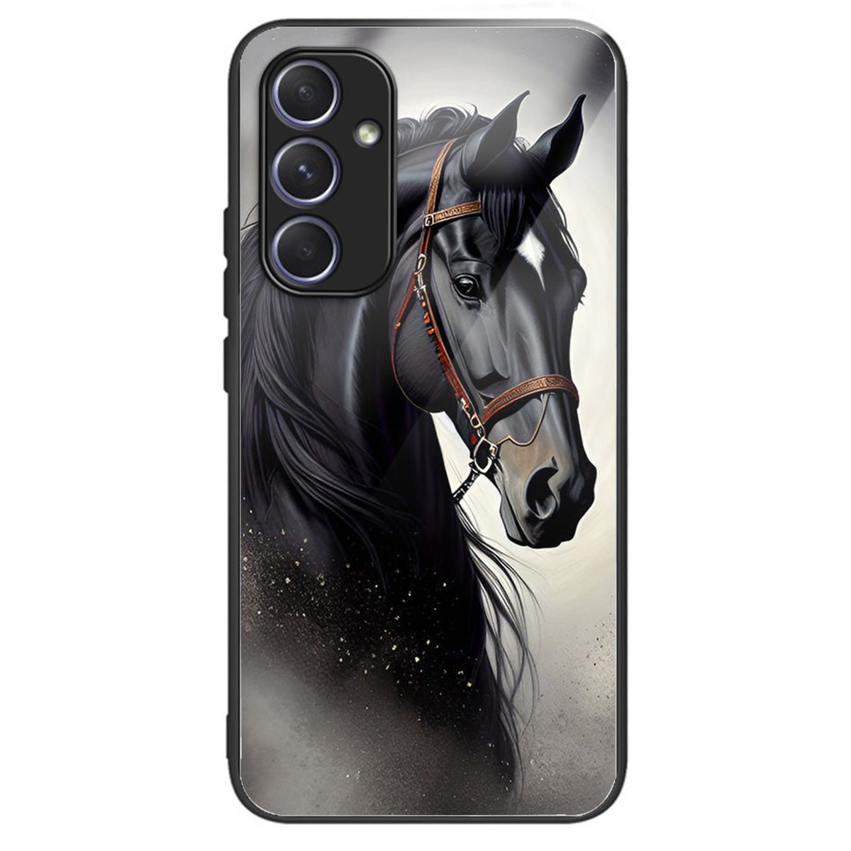 For Samsung Galaxy A54 5G Case Anti-Drop Tempered Glass+TPU Pattern Print Phone Cover - Horse