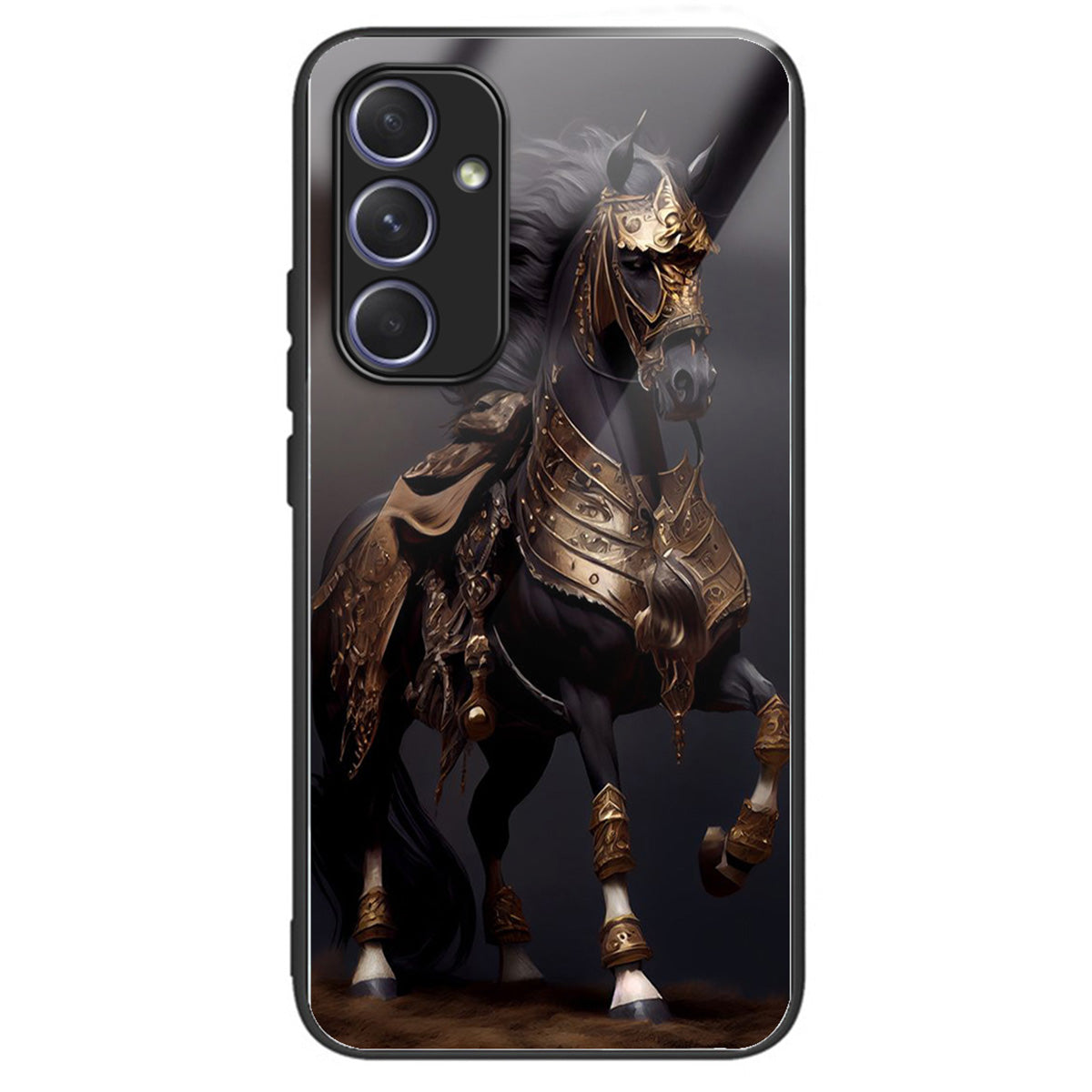 For Samsung Galaxy A54 5G Case Anti-Drop Tempered Glass+TPU Pattern Print Phone Cover - Masked Horse
