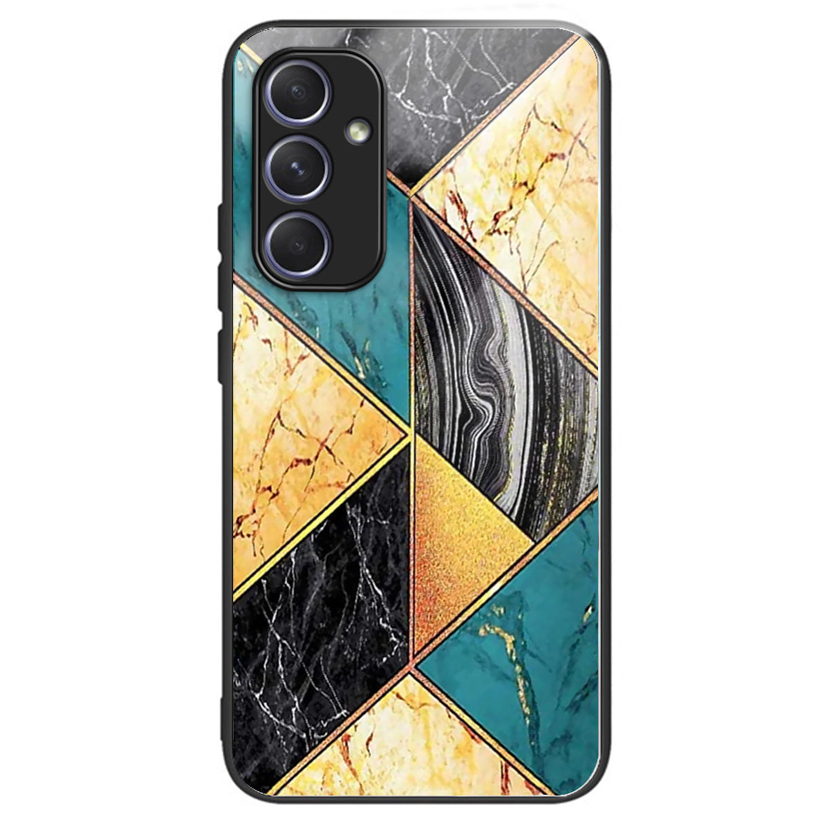 For Samsung Galaxy A54 5G Case Anti-Drop Tempered Glass+TPU Pattern Print Phone Cover - Splicing Marble