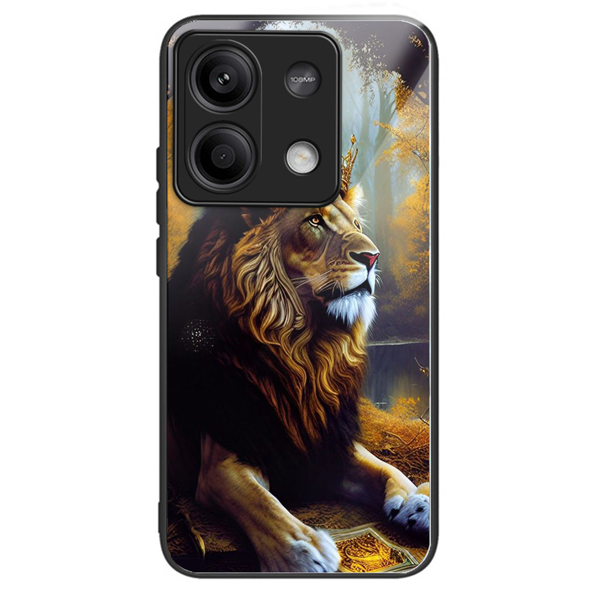 For Xiaomi Redmi Note 13 5G Case Tempered Glass+TPU Phone Cover Pattern Printing - Lion King