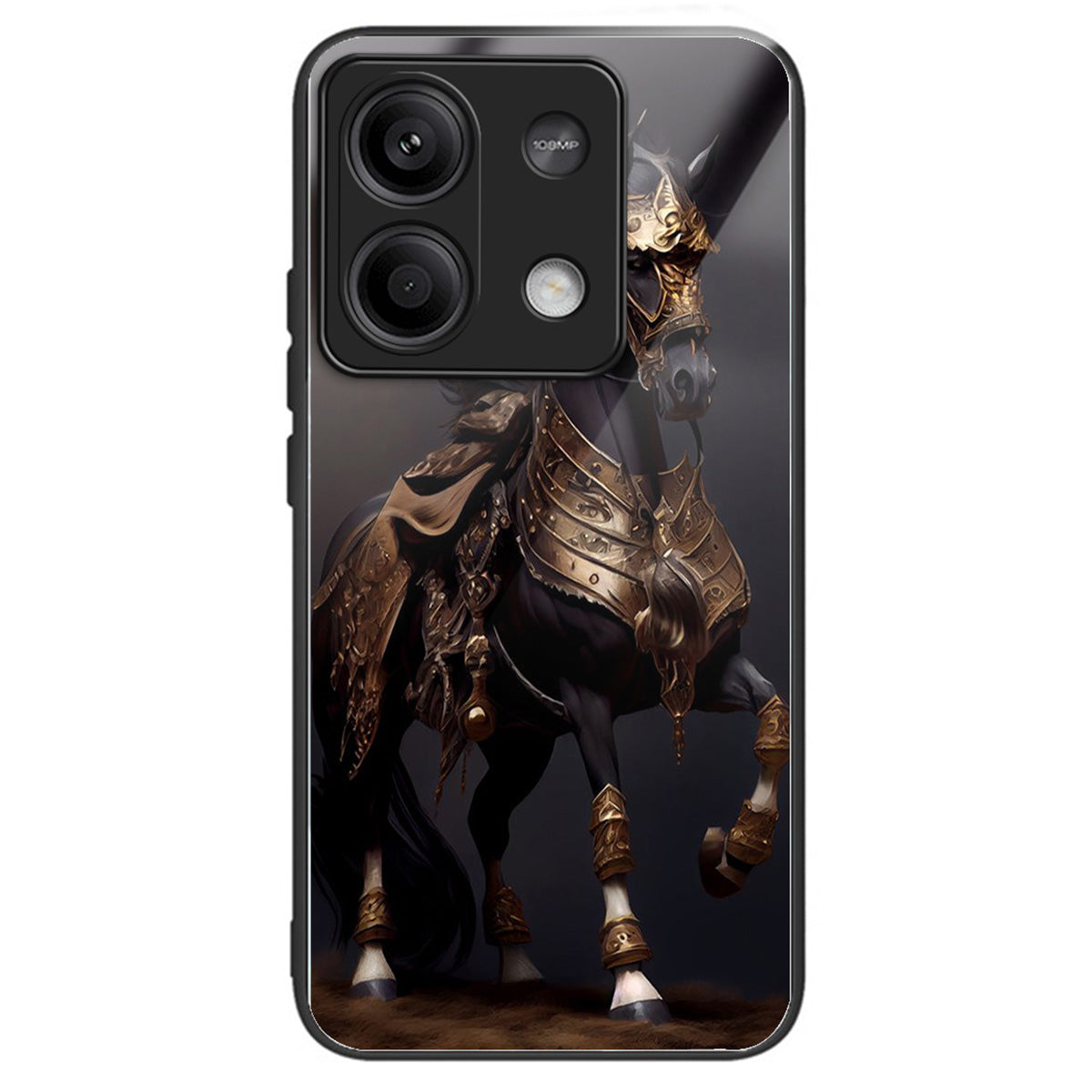 For Xiaomi Redmi Note 13 5G Case Tempered Glass+TPU Phone Cover Pattern Printing - Masked Horse