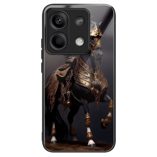 For Xiaomi Redmi Note 13 5G Case Tempered Glass+TPU Phone Cover Pattern Printing - Masked Horse
