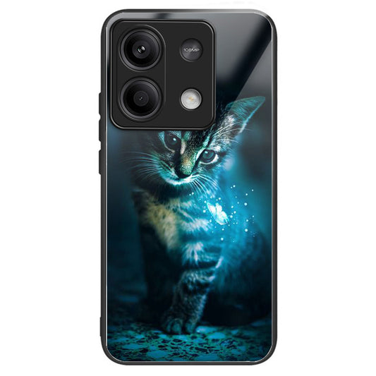 For Xiaomi Redmi Note 13 5G Case Tempered Glass+TPU Phone Cover Pattern Printing - Cat