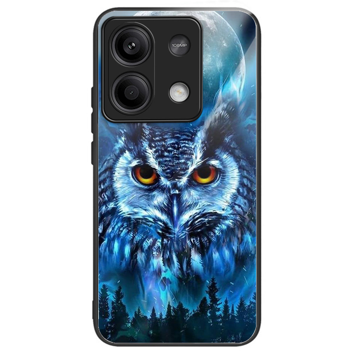 For Xiaomi Redmi Note 13 5G Case Tempered Glass+TPU Phone Cover Pattern Printing - Forest Owl