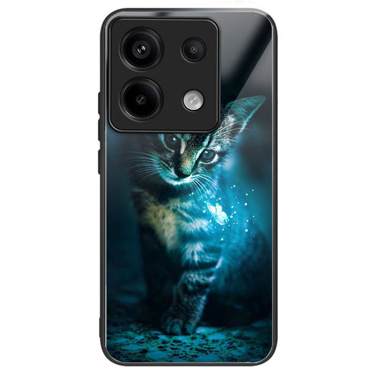 For Xiaomi Redmi Note 13 Pro 5G / Poco X6 5G Slim Case Pattern Printing Tempered Glass TPU Phone Cover - Cat