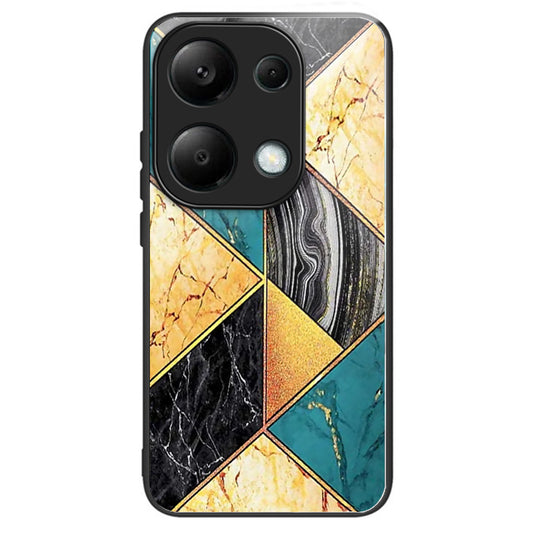 For Xiaomi Redmi Note 13 Pro 4G / Poco M6 Pro 4G Case Tempered Glass Pattern Phone Cover - Splicing Marble