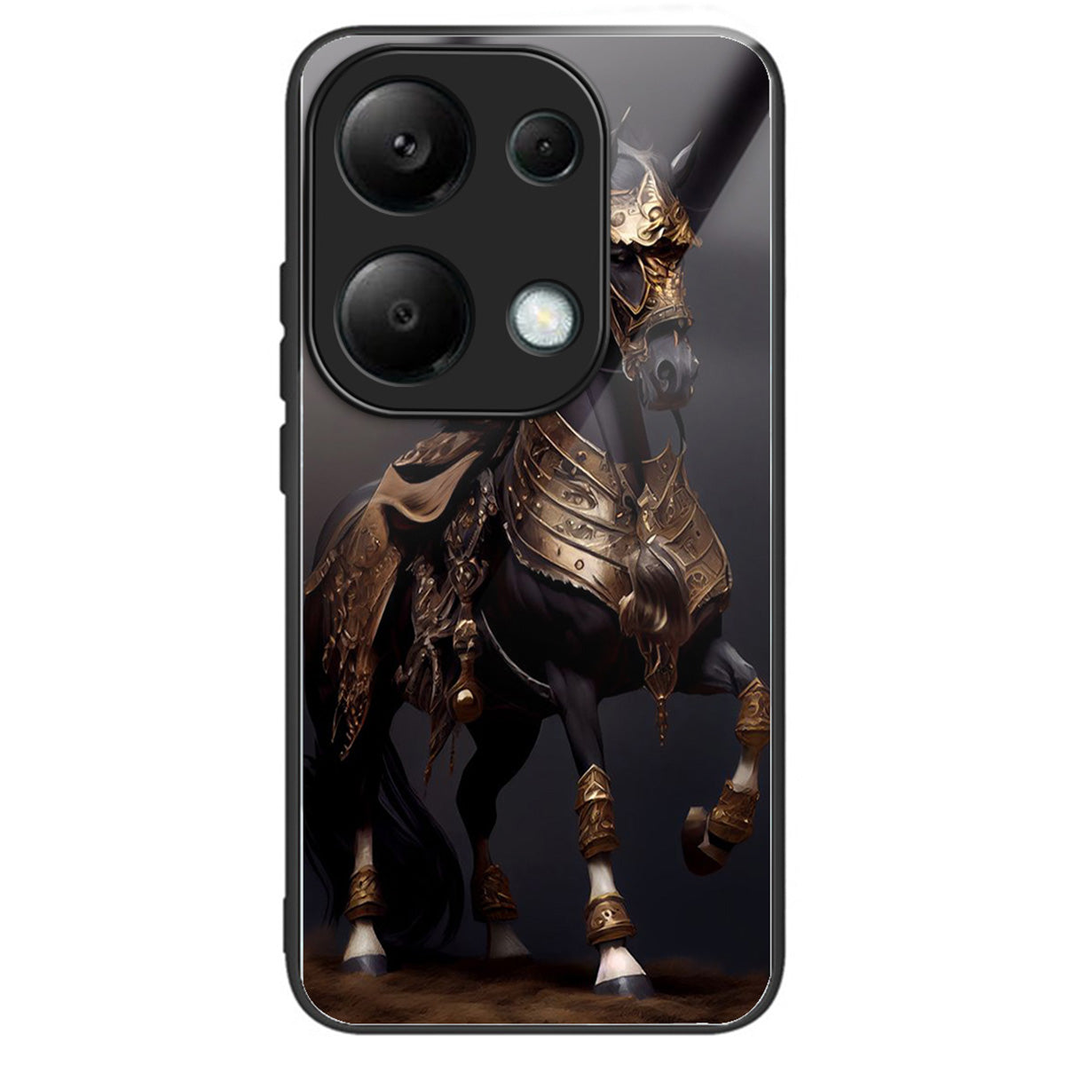 For Xiaomi Redmi Note 13 Pro 4G / Poco M6 Pro 4G Case Tempered Glass Pattern Phone Cover - Masked Horse