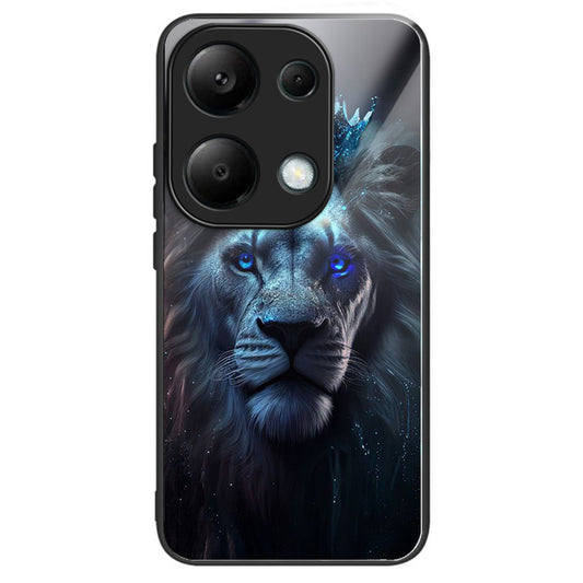 For Xiaomi Redmi Note 13 Pro 4G / Poco M6 Pro 4G Case Tempered Glass Pattern Phone Cover - Blue Lion