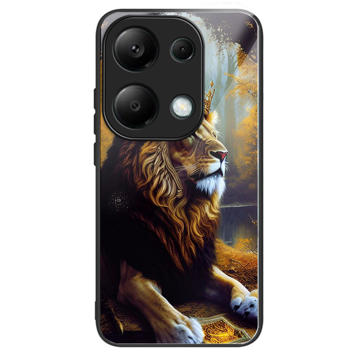 For Xiaomi Redmi Note 13 Pro 4G / Poco M6 Pro 4G Case Tempered Glass Pattern Phone Cover - Lion King