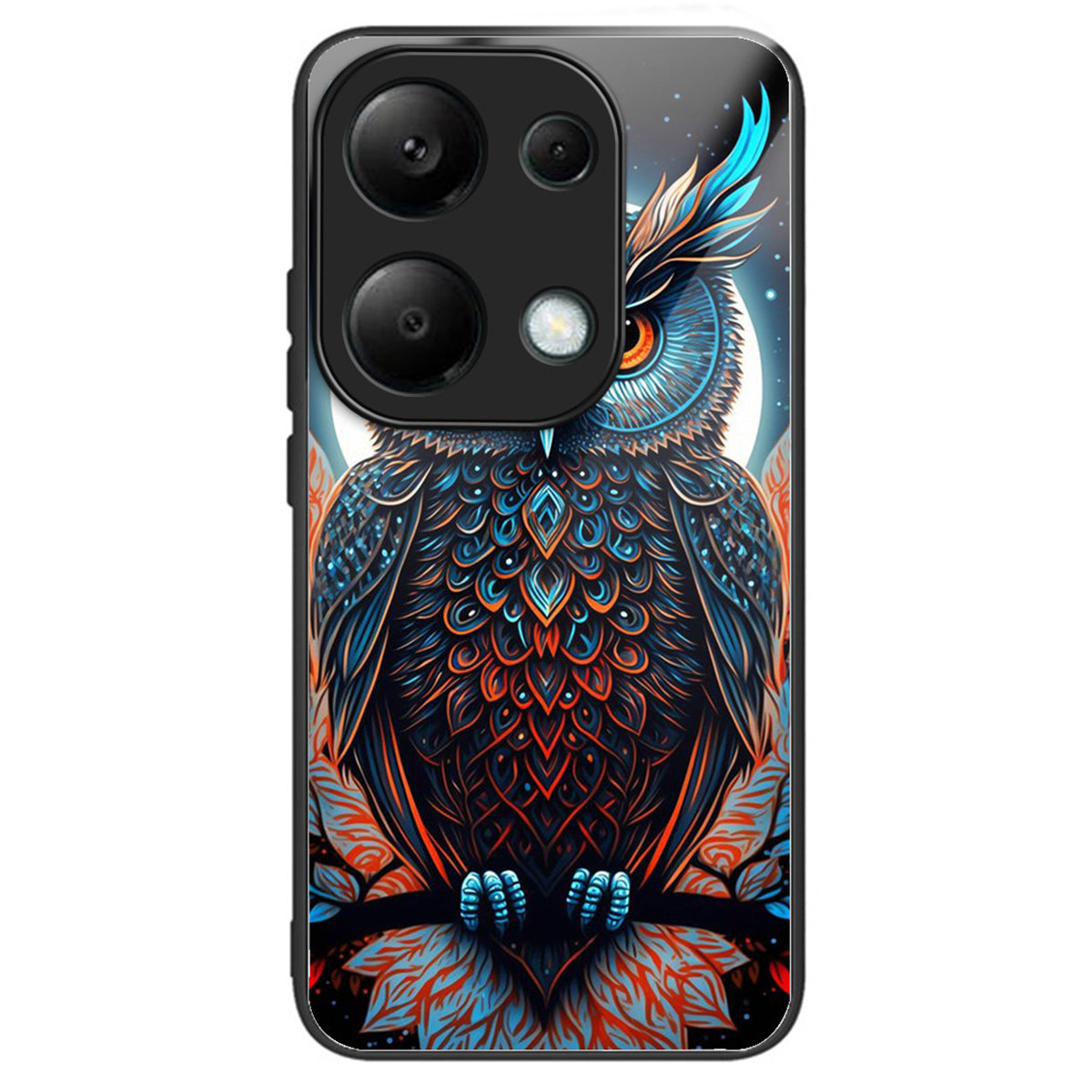 For Xiaomi Redmi Note 13 Pro 4G / Poco M6 Pro 4G Case Tempered Glass Pattern Phone Cover - Owl