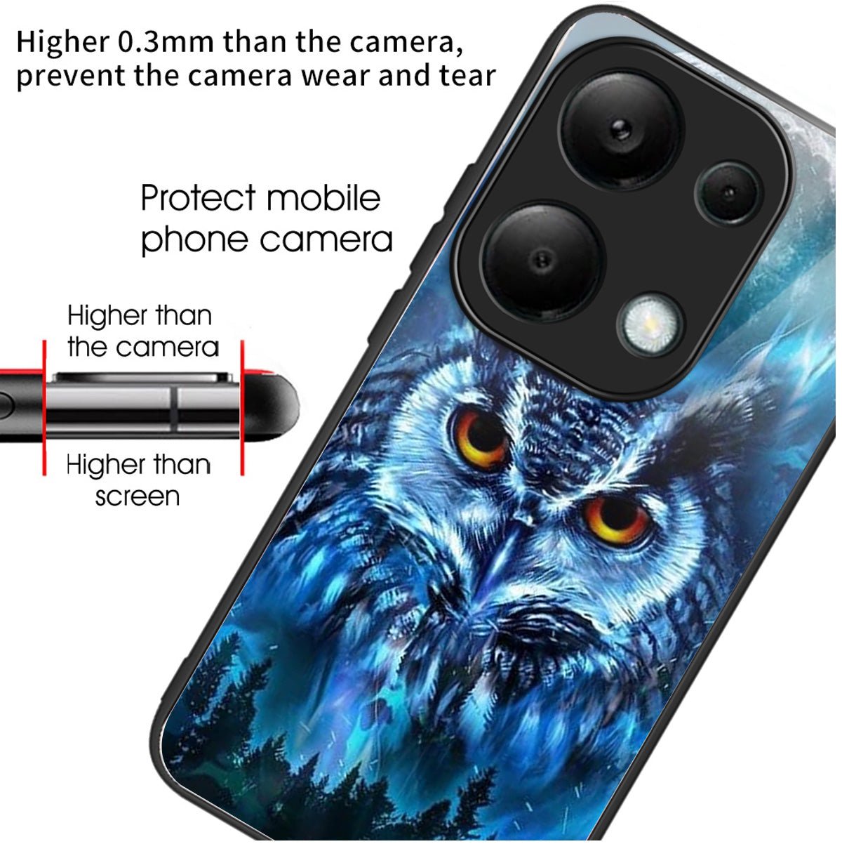 For Xiaomi Redmi Note 13 Pro 4G / Poco M6 Pro 4G Case Tempered Glass Pattern Phone Cover - Forest Owl