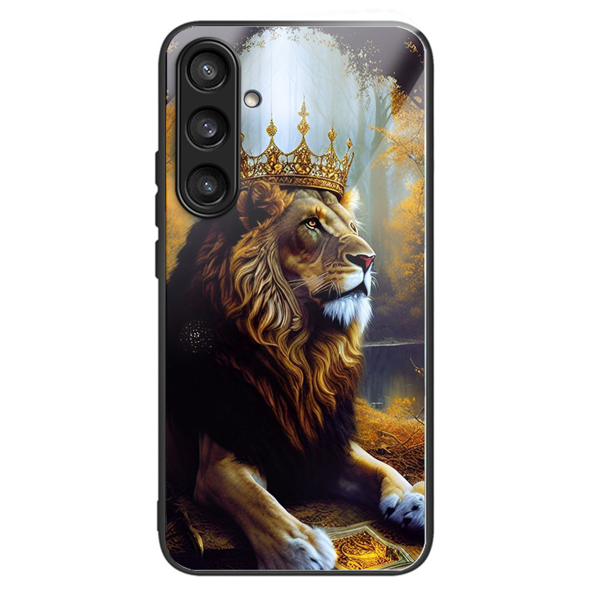 For Samsung Galaxy S24+ Case Tempered Glass+TPU Pattern Printing Phone Cover - Lion King