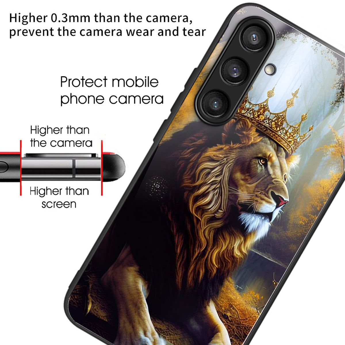 For Samsung Galaxy S24+ Case Tempered Glass+TPU Pattern Printing Phone Cover - Lion King