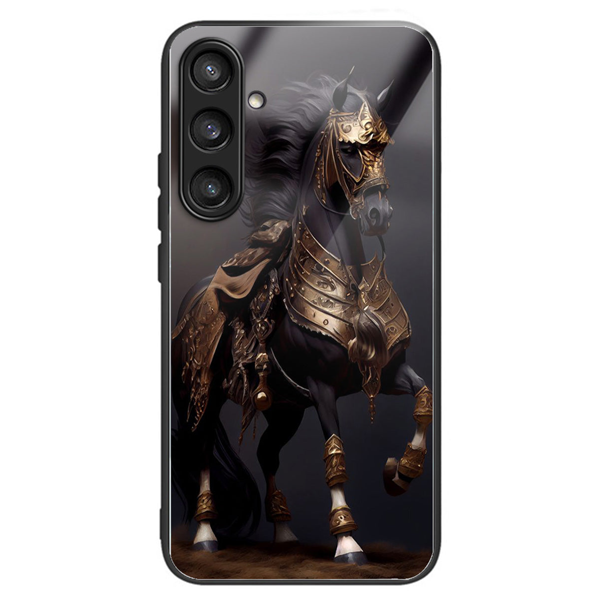 For Samsung Galaxy S24+ Case Tempered Glass+TPU Pattern Printing Phone Cover - Masked Horse