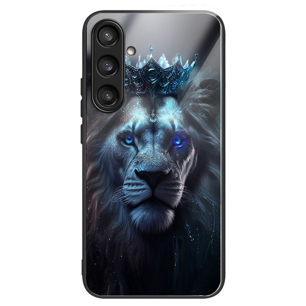 For Samsung Galaxy S24+ Case Tempered Glass+TPU Pattern Printing Phone Cover - Blue Lion