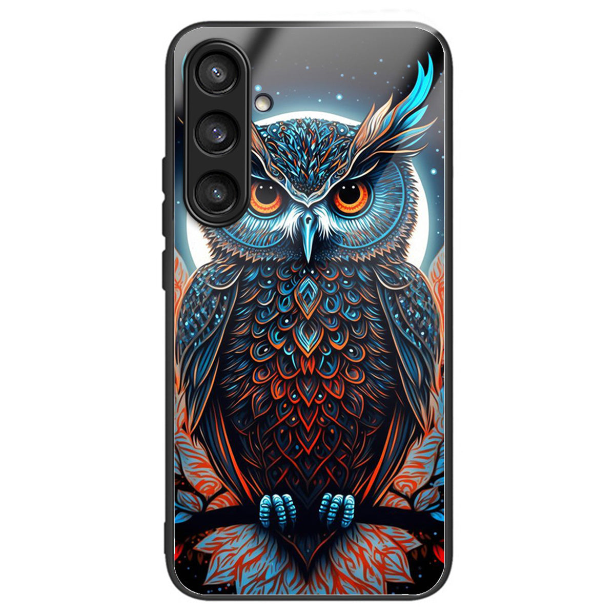 For Samsung Galaxy S24+ Case Tempered Glass+TPU Pattern Printing Phone Cover - Owl