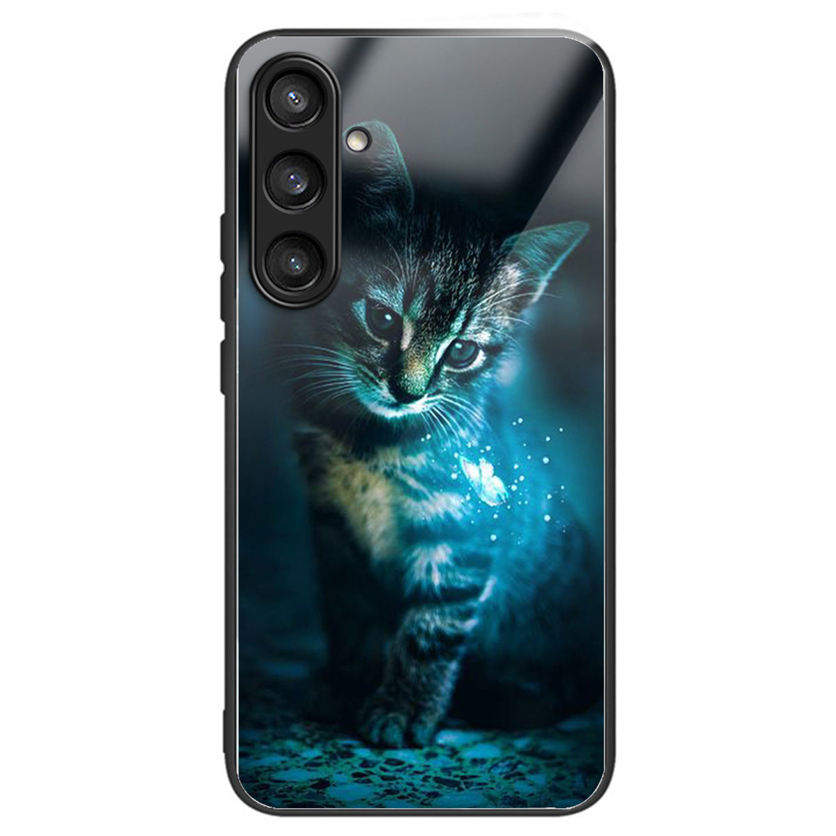 For Samsung Galaxy S24+ Case Tempered Glass+TPU Pattern Printing Phone Cover - Cat