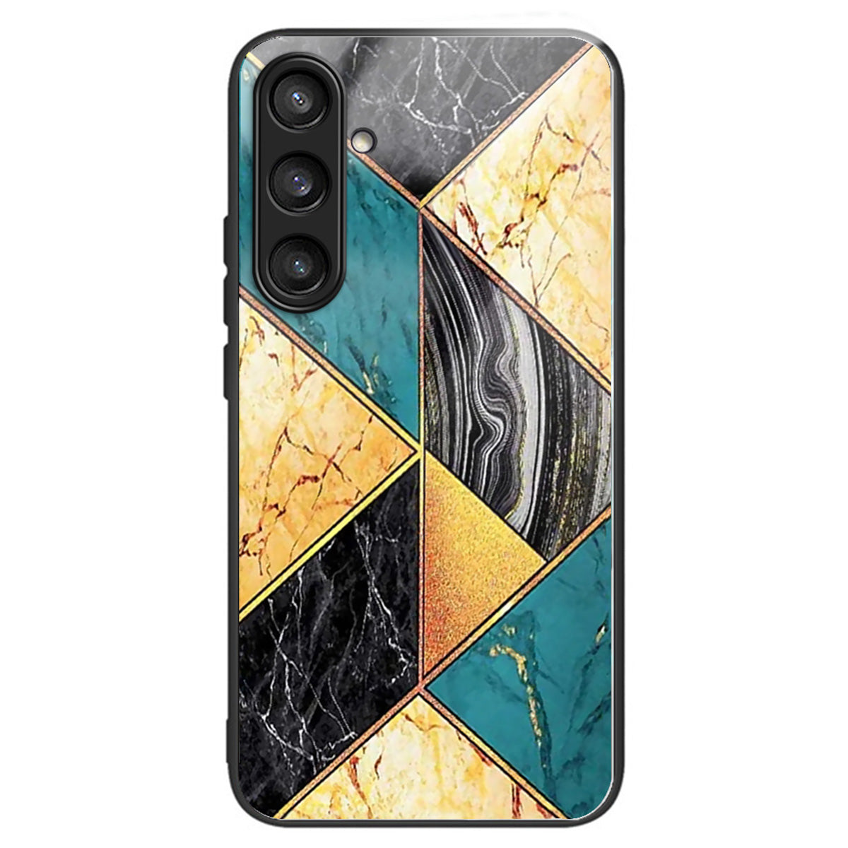 For Samsung Galaxy S24+ Case Tempered Glass+TPU Pattern Printing Phone Cover - Splicing Marble