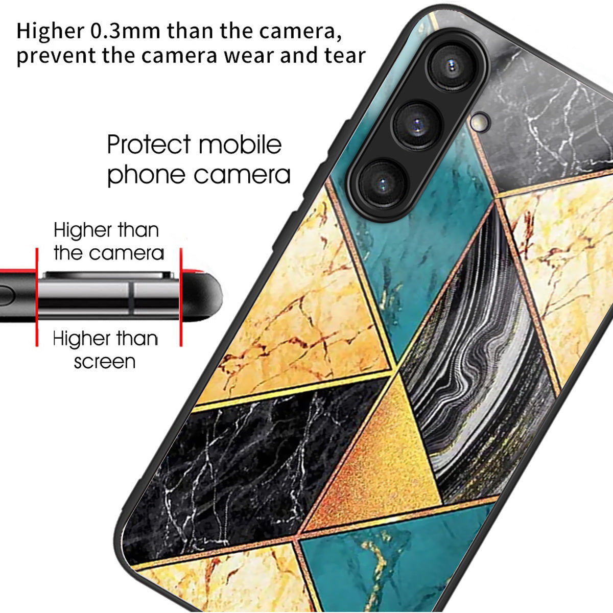 For Samsung Galaxy S24+ Case Tempered Glass+TPU Pattern Printing Phone Cover - Splicing Marble