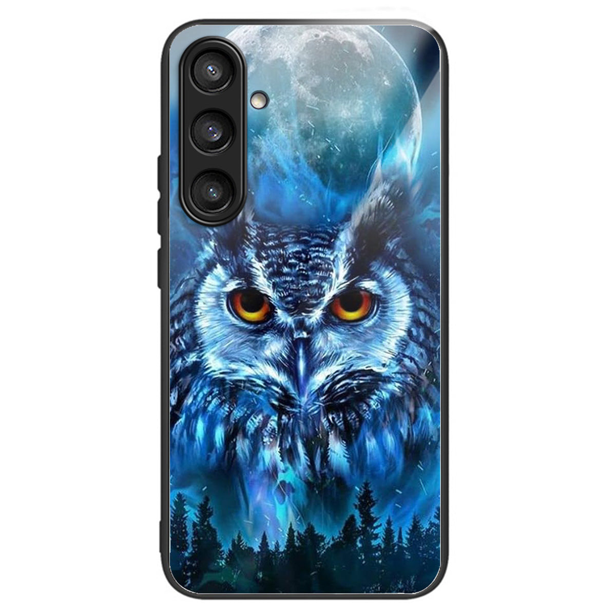 For Samsung Galaxy S24+ Case Tempered Glass+TPU Pattern Printing Phone Cover - Forest Owl