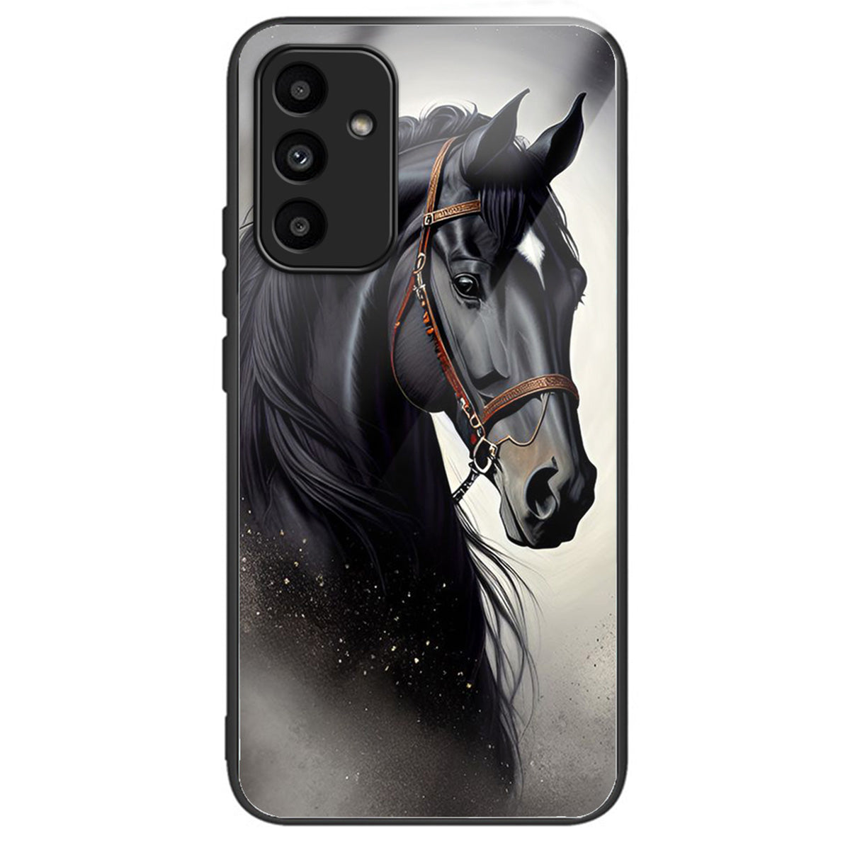 For Samsung Galaxy A15 4G / 5G TPU Phone Case Pattern Printed Tempered Glass Back Cover - Horse