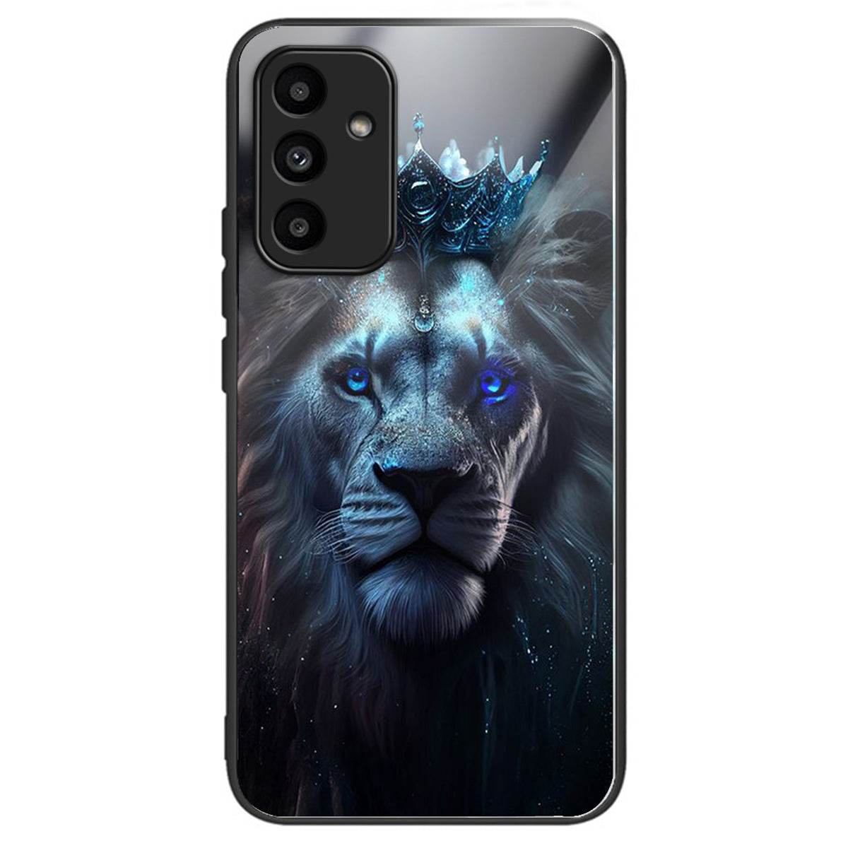 For Samsung Galaxy A15 4G / 5G TPU Phone Case Pattern Printed Tempered Glass Back Cover - Blue Lion