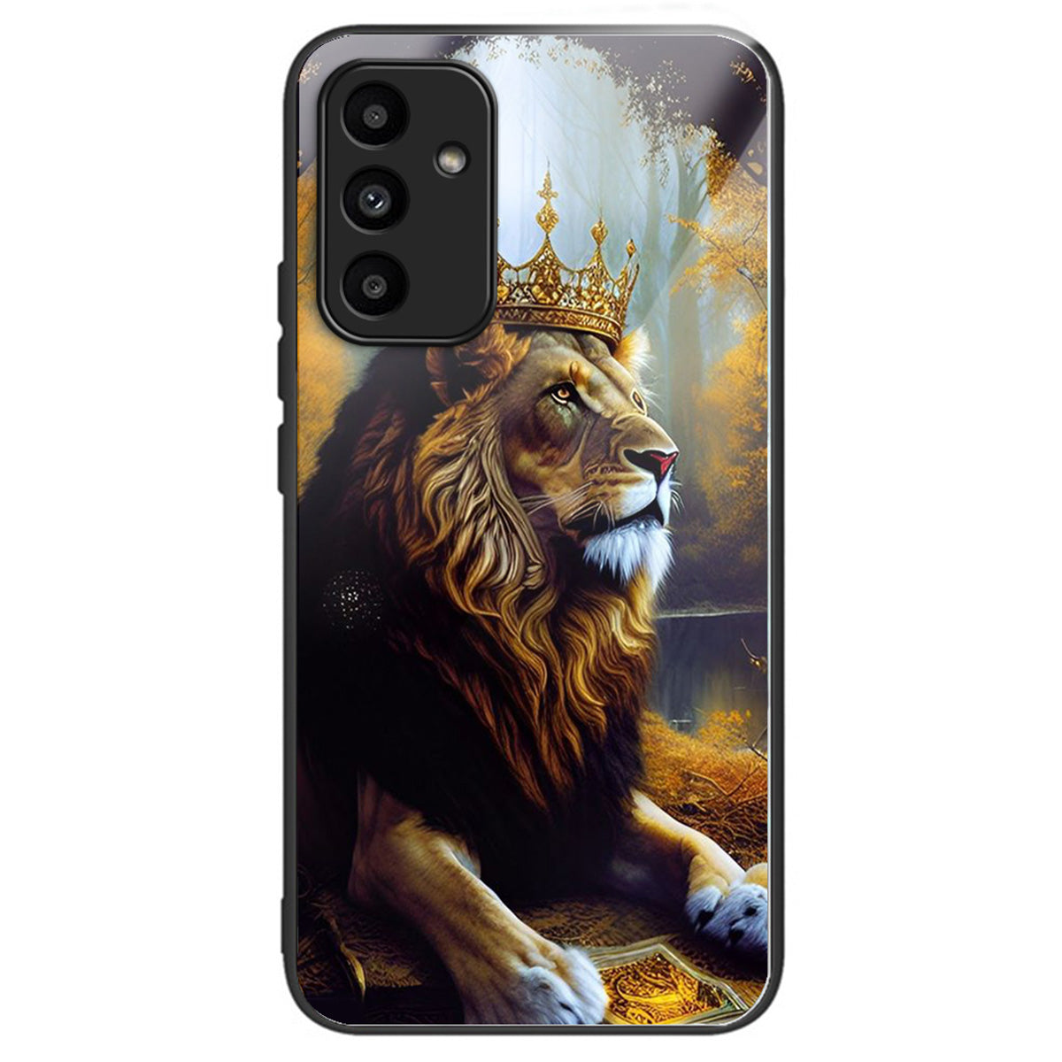 For Samsung Galaxy A15 4G / 5G TPU Phone Case Pattern Printed Tempered Glass Back Cover - Lion King