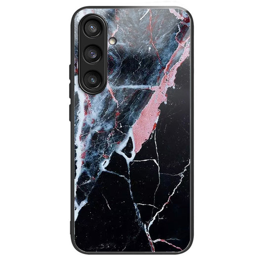 For Samsung Galaxy S24 Case Tempered Glass+TPU Personalized Patterns Phone Cover - Black Marble