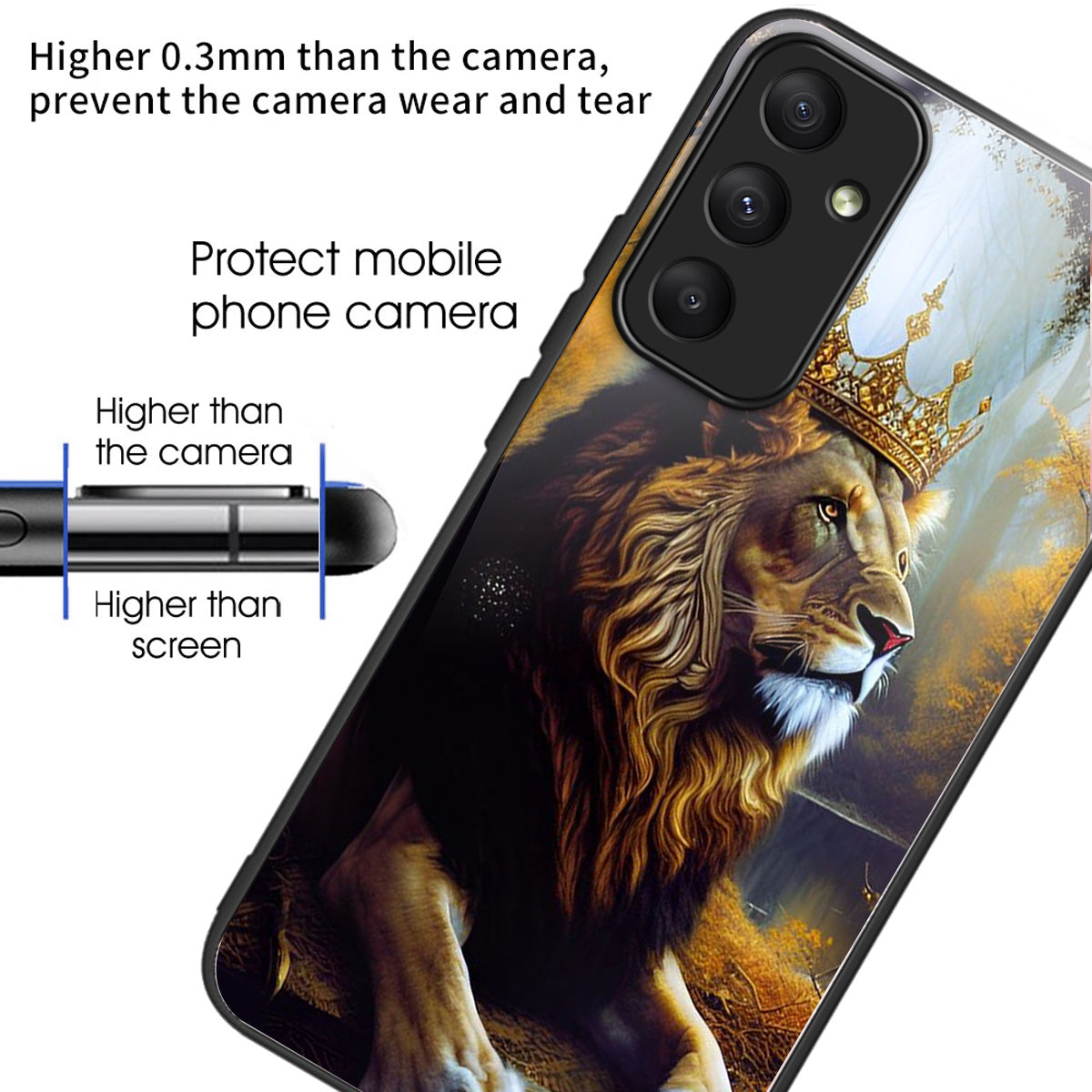For Samsung Galaxy A35 5G Phone Case Pattern Printing Tempered Glass TPU Cover - Lion King