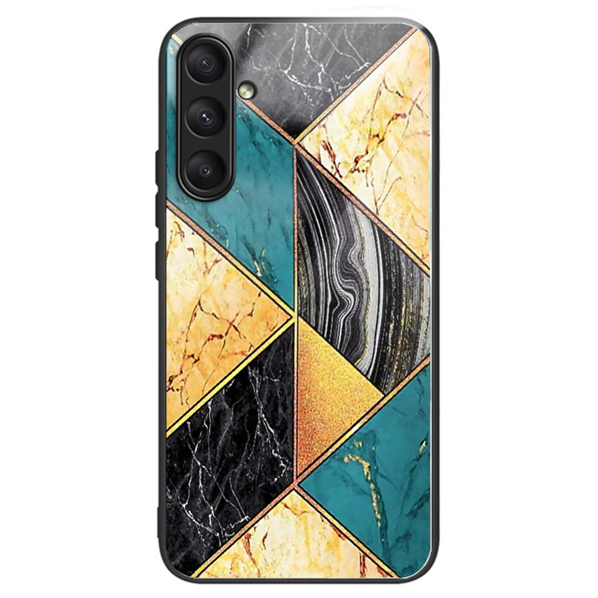 For Samsung Galaxy A24 4G (162.1 x 77.6 x 8.3mm) Case Tempered Glass Pattern Camera Lens Protection Phone Cover - Splicing Marble