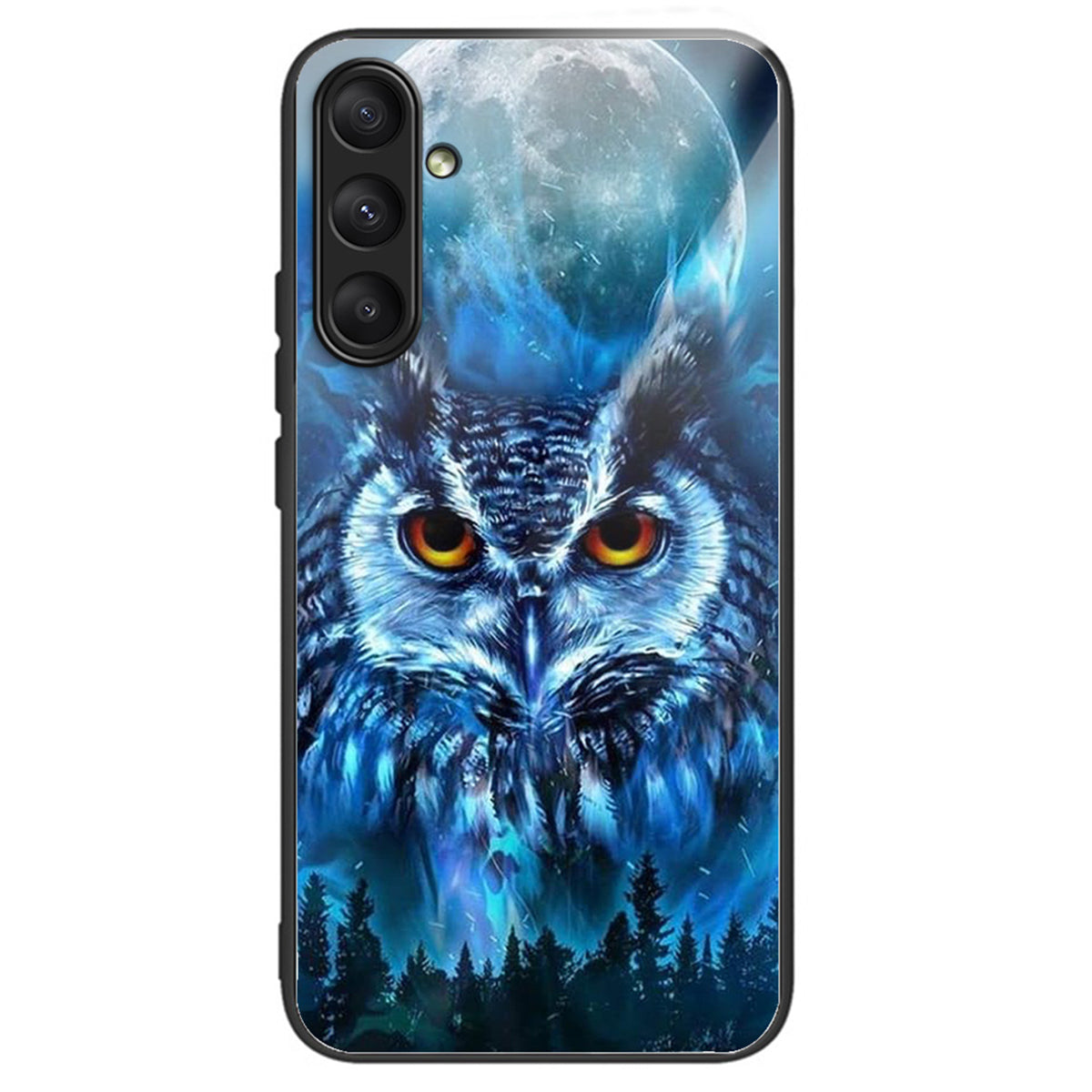 For Samsung Galaxy S23 FE Slim Case Pattern Printing Tempered Glass TPU Phone Cover - Forest Owl
