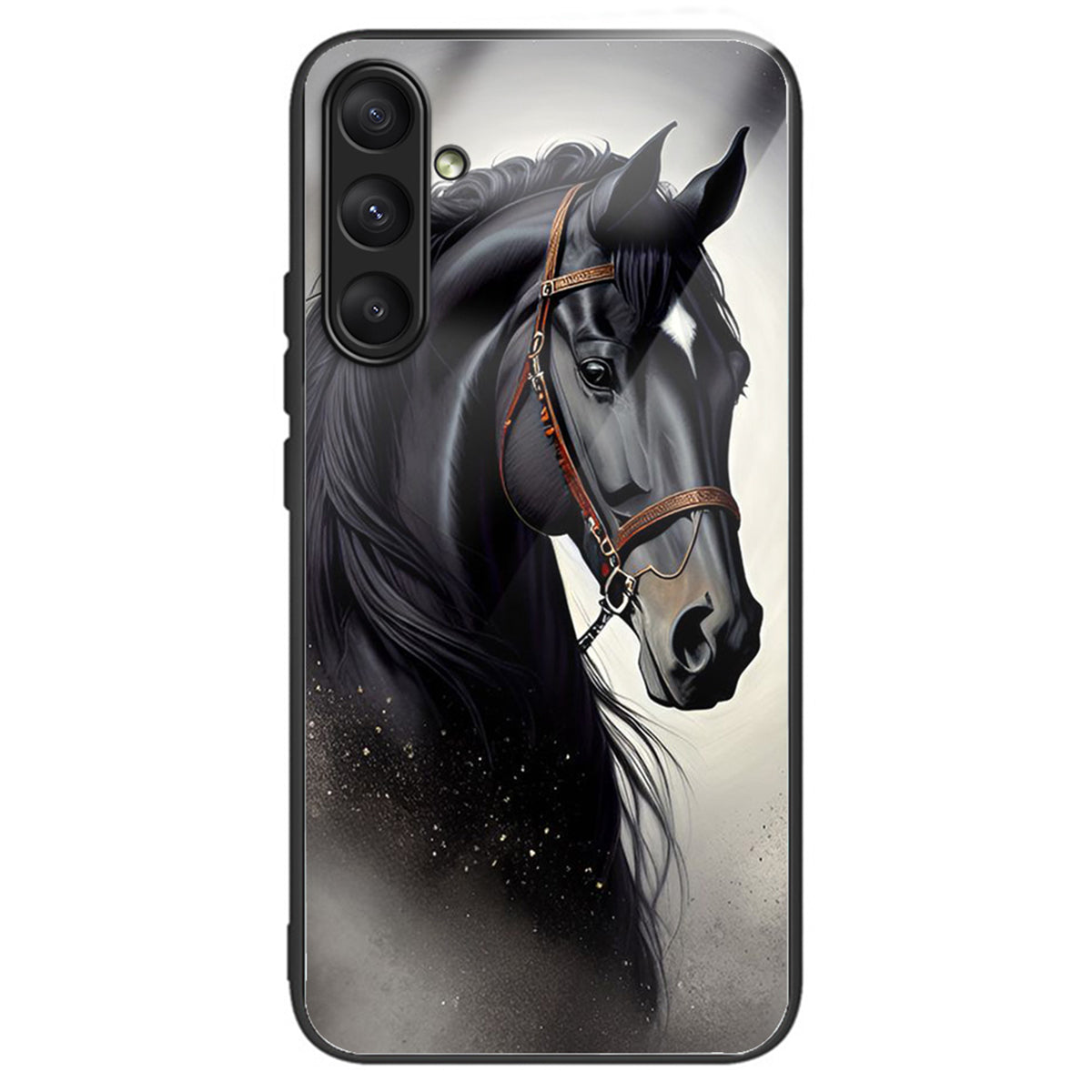 For Samsung Galaxy S23 FE Slim Case Pattern Printing Tempered Glass TPU Phone Cover - Horse