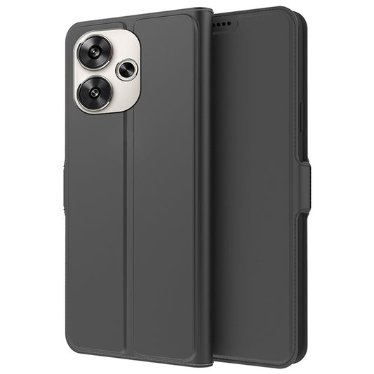 For Xiaomi Redmi Turbo 3 5G Magnetic Case PU+TPU Stand Phone Cover with Card Holder - Black